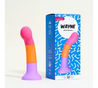 Gode silicone liquide Wayne Passage du Désir - point G, 100 % étanche, 17 cm - Multicouleur