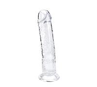 Gode ventouse 20 cm - Matériau sûr pour le corps - Jouet sexuel réaliste pour débutants - Avec ventouse puissante - Pour les mains libres - Pour les femmes et les hommes Transparent