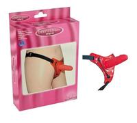 Godemichet Ceinture Réaliste Rouge Simili Cuir Réglable
