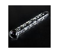 Godemichet en Verre Glass Dildo à picots bleu