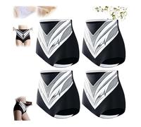 Godemmio Short gainant en fibre de titane et tourmaline, slip gainant le ventre, rétrécit l'abdomen et les fesses, façonnage efficace, short gainant en fibre de titane auto-chauffant, Noir 4 pièces, M