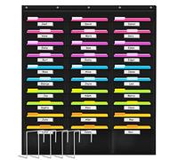 Godery - Trieur mural pour l'école, la salle de classe, chez vous ou au bureau, avec 20 compartiments, à suspendre avec 4 crochets, noir 30 name-tag pocket Noir