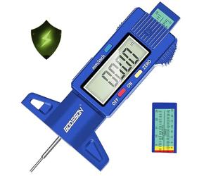 GODESON Jauge De Profondeur Digitale Bleue 0-25,4 mm, Grand Écran LCD, Outil De Mesure Bande De Roulement Pour Voiture, Camion, Moto