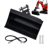 Godet Inclinable Hydraulique 600 mm pour Mini Pelle, Godet à Dents Plates pour Excavation, Nettoyage de Fossés et Dragage de Rivières, Compatible 90 mm et Trou 25 mm