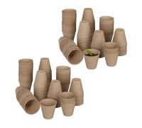 Godets semis, Lot de 240, Cellulose, H x D 7,5 x 8 cm, Pots de Jardinage Ronds, Petit, Nature