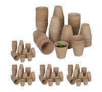 Godets semis, Lot de 600, Cellulose, H x D 7,5 x 8 cm, Pots de Jardinage Ronds, Petit, Nature