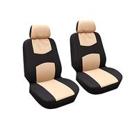 GODGETS Ensemble Complet de Housses de Sieges Universelles, Housse Couverture Couvre Sieges pour Voiture Camionnette Van,Noir Beige,2 * Places Avant