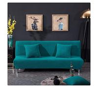 GODGETS Housse de canapé Universelle sans accoudoir, Tissu Jacquard Polyester et Extensible,Bleu Saphir,1 Taie d'oreiller(45 * 45CM)