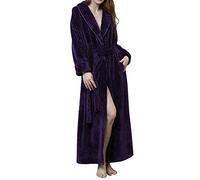 GODGETS Peignoir Femme Velours Robe de Chambre Polaire Chaud Long Flanelle Peignoir de Bain Homme Eponge Hiver Longue Violet L