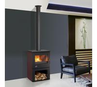 Poêle à bois 8.5kw noir/carmin 362113carmin