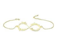 Godmoy Bracelet Infini Nom Bracelet Personnalisé avec Prénom- 4 Noms | 925 Argent Sterling/Or/Or Rose