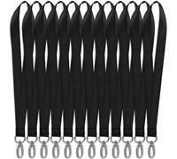 Godneei 12 Pièces Cordon Tour de Cou Porte Clé Noir 45 cm, Tour de Cou Clef avec Crochet Métallique, Idéal pour Badges Étudiants, Cartes de Travail, Clés et Pass d’Accès