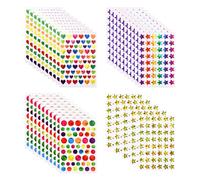 Godneei Gommettes Autocollantes pour Enfant, 1950 Stickers Enfant avec Gommettes Cœur, Strass Autocollant, Étoiles et Cercles, Parfaits pour Scrapbooking, DIY, Récompense et Décoration