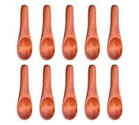 Godneei Lot de 10 Petite Cuillère en Bois, Cuillère en Bois de Cuisine pour Sucre, Sel, Confiture, Café et Épices, Cuillères Miel Naturelle et Durable, 6 × 1,8 cm
