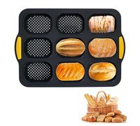 Godneei Moule a Pain Silicone 9 Cavités, Moule Pain de Mie Ventilé en Silicone Alimentaire Antiadhésif, Facile à Démouler, Lavable au Lave-Vaisselle pour Mini Pains et Brioches