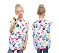 Godneei Tablier Enfant 2-7 ans en Polyester Imperméable, Blouse de Peinture avec Poche avant et Cordon Réglable, Tablier de Protection pour Cuisine, Art et Activités Créatives (Filles/Garçons)