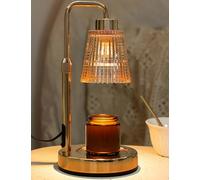 GODONLIF Chauffe-Bougie - Hauteur réglable - Minuterie à intensité Variable - Décoration d'intérieur - Chauffe-Bougie en Verre avec 2 Ampoules, Or