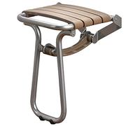 GODONNIER 134720 Siège de Douche Rabattable avec Pied, Aluminium époxy Gris, Lattes Taupe