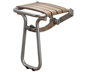 GODONNIER 134720 Siège de Douche Rabattable avec Pied, Aluminium époxy Gris, Lattes Taupe