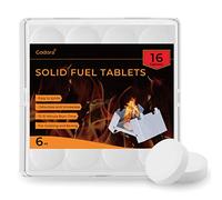 Godora Lot de 16 tablettes de combustible solide, puissant (1 300 degrés), facile à allumer, étanche pour randonnée, extérieur, camping et