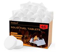 Godora Lot de 46 tablettes puissantes à Combustible Solide (1300 degrés) - S'allument Facilement et ne s'évaporent Pas - 100% étanche - Tablettes de Carburant Solides pour la randonnée,