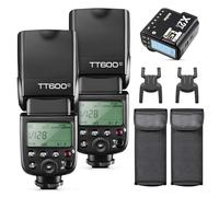 Godox 2-Pack Flash TT600 avec X2T-C HSS 2.4G Wireless Master/Slaver Flash Speedlite & Receiver Godox X2T-C Remote Trigger Transmitter Kit Built-in X System Compatible for Canon Cameras