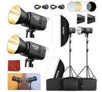 Godox 2-Pack Litemons LE200Bi LE200 Bi Éclairage Continu LED 220W 2800K~6500K 57700 Lux/1m TLCI/CRI≈98 Contrôle Bluetooth 11 Effets FX Monture Bowens Éclairage Vidéo pour Youtube Photographie (Noir)