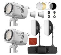 Godox 2-Pack Litemons LE200D LE200 D Éclairage Vidéo LED 200W 63500 lux/1m 5600K TLCI≈97 CRI≈96 Commande Bluetooth 7 Effets Spéciaux avec Monture Bowens Éclairage Videolight pour Le Streaming(Blanc)