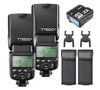 Godox 2-Pack TT600S Flash with X2T-S HSS 2.4G Wireless Master/Slaver Flash Speedlite & Receiver Godox X2T-S Remote Trigger Transmitter Kit Built-in X System Compatible for Sony Cameras