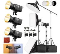 Godox 3-Pack Litemons LE200Bi LE200 Bi Éclairage Continu LED 220W 2800K~6500K 57700 Lux/1m TLCI/CRI≈98 Contrôle Bluetooth 11 Effets FX Monture Bowens Éclairage Vidéo pour Youtube Photographie (Noir)