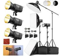 Godox 3-Pack Litemons LE300Bi Éclairage Continu LED 320W 2800K~6500K | 58900 Lux/1m TLCI/CRI≈98 Contrôle Bluetooth 11 Effets FX Monture Bowens Éclairage Vidéo pour Youtube Photographie (Noir)