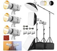Godox 3-Pack Litemons LE300Bi LE300 Bi Éclairage Continu LED 320W 2800K~6500K 58900 Lux/1m TLCI/CRI≈98 Contrôle Bluetooth 11 Effets FX Monture Bowens Éclairage Vidéo pour Youtube Photographie（Blanc）