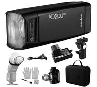 Godox AD200Pro AD200 Pro Flash Poche, 2.4G TTL sans Fil Strobe Flash, GN52 GN60 1 / 8000s HSS,Tête Speedlite/Ampoule Nue Flash Modifiable pour Nikon Sony Fujifilm Olympus Panasonic Pentax Canon EOS