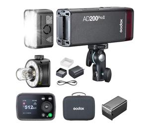 GODOX AD200ProII Flash de poche 200 W 2,4 G, 1/512 à pleine puissance, réglage de la puissance à 10 niveaux, température de couleur en mode constant ± 100 K