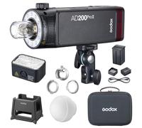 Godox AD200ProII Speedlite 200 W Flash de voiture sans fil TTL 2,4 G 1/8000 s HSS, temps de charge 0,01 à 1,8 s, avec lumière de réglage bicolore, dôme diffuseur et support de flash
