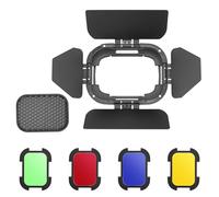 Godox BD-07 II Kit de porte de grange pour tête de flash Godox AD200Pro II H200II avec grille en nid d'abeille amovible et 4 filtres de couleur (rouge, jaune, bleu, vert) compatible avec AD200ProII