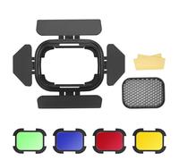 Godox BD-07 II Porte de Grange Barn Door en Métal &Grille en Nid d'abeille &Jeu de Filtres Gel 4 Couleurs pour 7 Réflecteurs Standard Bowens pour Lampe Vidéo LED GODOX AD200PRO II
