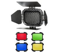 Godox BD-07 II Porte de grange compatible avec tête de flash Speedlite Godox AD200Pro II, avec grille en nid d'abeille amovible et 4 filtres de couleur