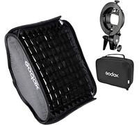 Godox Bowens Support de Type S avec boîte à lumière Pliable 80 x 80 cm, Grille nid d'abeille et Sac pour Appareil Photo Flash Studio Photographie
