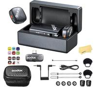 GODOX Cube-C Combo Kit2 Système Microphone sans Fil 2.4GHz,Autonomie 40h,Audio Résolution 48 kHz/24 Bits,Transmission 300m,Compatible avec Appareils Photo,Téléphones Portables,Tablettes Ordinateurs