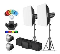 Godox DP600III Lot de 2 éclairages stroboscopiques 1200 W pour studio photo, localisation vidéo et photographie de portrait avec boîte à lumière, support d'éclairage, kit porte de grange, chiffon