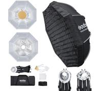 Godox EazyFlow Bty 65S Bol Beauté 65cm Argent, Bowens, Grille et diffuseur | Modificateur pliable à double réflexion pour une lumière sculptée et des catchlights ronds en portrait, mode et gros plan