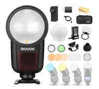 GODOX Flash V1-N pour Flash d'appareil Photo Nikon à tête Ronde Speedlite TTL Speedlight 2.4G système sans Fil 1/8000s Sync Haute Vitesse,avec Accessoires AK-R1 AK-R22 and VB26