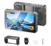 Godox GM6S Pro Kit1 5,5 Pouces 2000 Nits Écran Pivotant avec Télécommande Moniteur pour Appareil Photo 4K HDMI DSLR Moniteur de Terrain 1920*1080 IPS Contrôle Tactile avec Pare-Soleil et Support à Sem