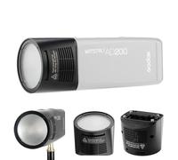 Godox H200R Tête de Flash Ronde pour AD200 / AD200Pro / AD200Pro II, Tête de Flash Ring Witstro 200Ws avec Tube Flash en Spirale et Lampe Pilote