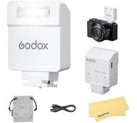 Godox iM22 Mini flash Blanc Ultra-Portable pour Canon, Sony, Nikon, Fuji, Panasonic, Olympus, Pentax, Recyclage Rapide en 3 Secondes, Puissance Réglable sur 5 Niveaux, Batterie à Charge Rapide 470 mAh