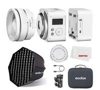 Godox Lampe vidéo LED ML80BI 100 W, kit d'éclairage vidéo bicolore 2800 K-6500 K, IRC 29600 Lux 96+/TLCI96+, contrôle par application, avec réflecteur d'objectif zoom ML-Z et batterie ML-BA 6600 mAh