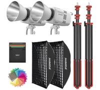 GODOX LE200Bi 220 W Kit d'éclairage vidéo LED COB Bicolore avec 90×60cm boîte à lumière à Fixation Rapide, Pied de 280 cm, 2800 K-6500 K, CRI 98+, Bluetooth/DMX pour Studio, réalisation de vidéos You