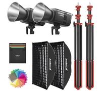 GODOX LE200Bi Kit de projecteurs LED COB bicolores 220W avec 90×60cm softbox à montage rapide, trépied de 280cm pieds, plage de température de couleur 2800K - 6500K, indice de rendu des couleurs (CRI)