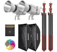 Godox LE200D Lot de 2 lampes vidéo LED 220 W avec boîte à lumière 90 × 60 cm avec dispositif à changement rapide, trépied de 280 cm, 5600 K, CRI 96+, contrôle Bluetooth/DMX pour enregistrement de